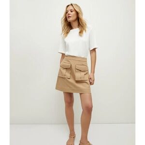 VERONICA BEARD ELOWYN MIXED-MEDIA DRESS WHITE/KHAKI - (Size XS)